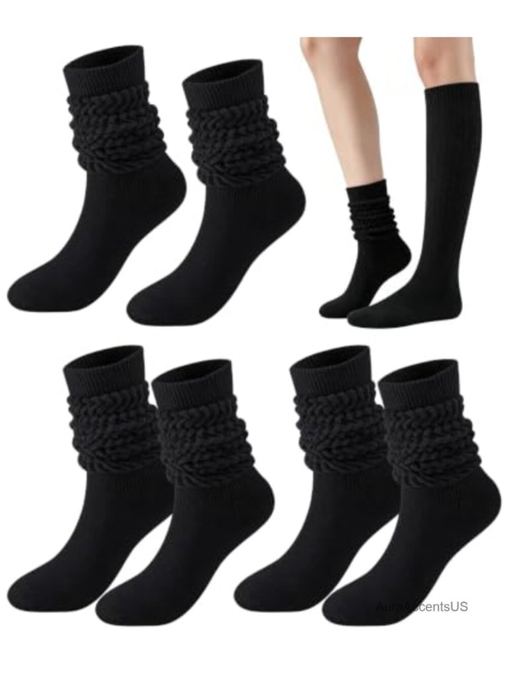 Women's Slouchy Knee High Socks Scrunch Knit Tube Boot Socks